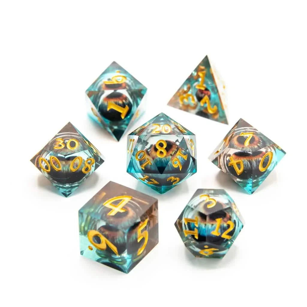 Eye of Malice | Liquid Core Dice | Resin | 7 Piece Set
