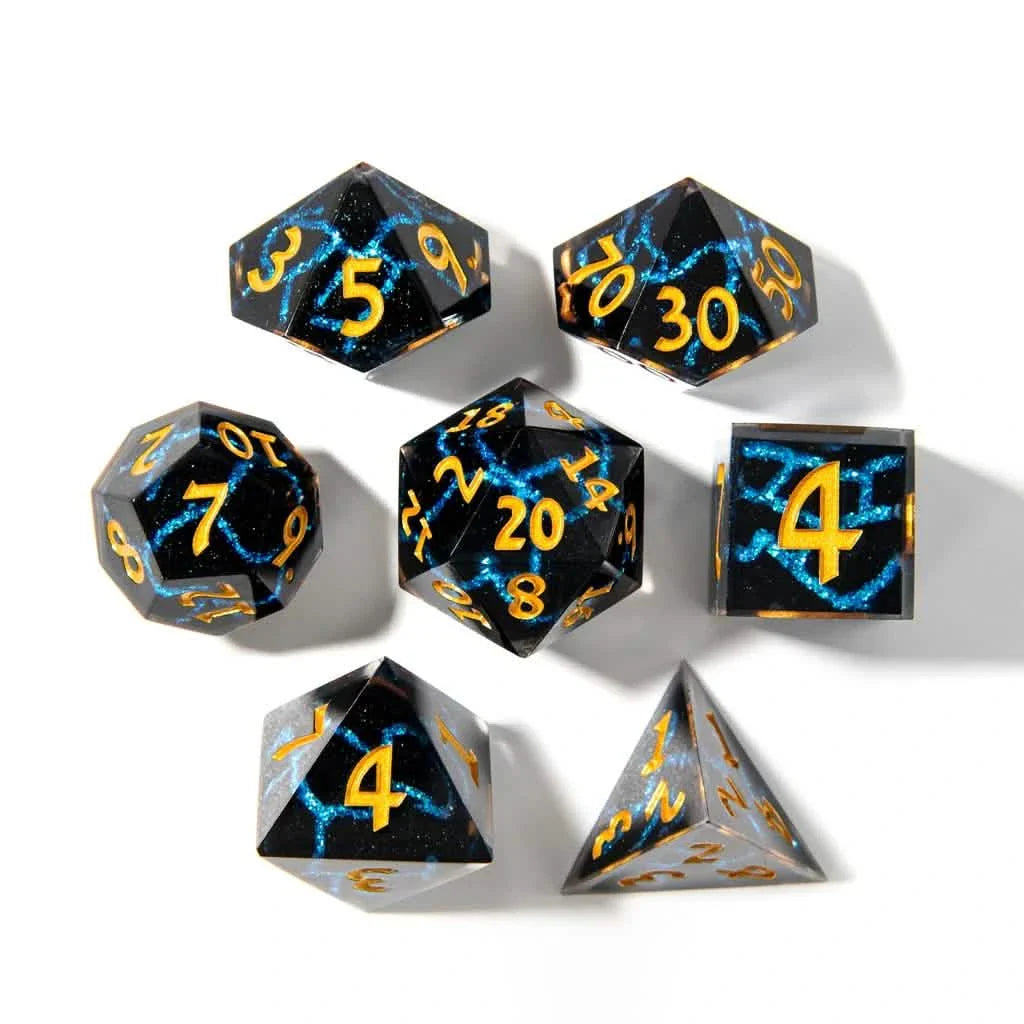 Cosmic Fracture | Sharp Edge Dice | Resin | 7 Piece Set