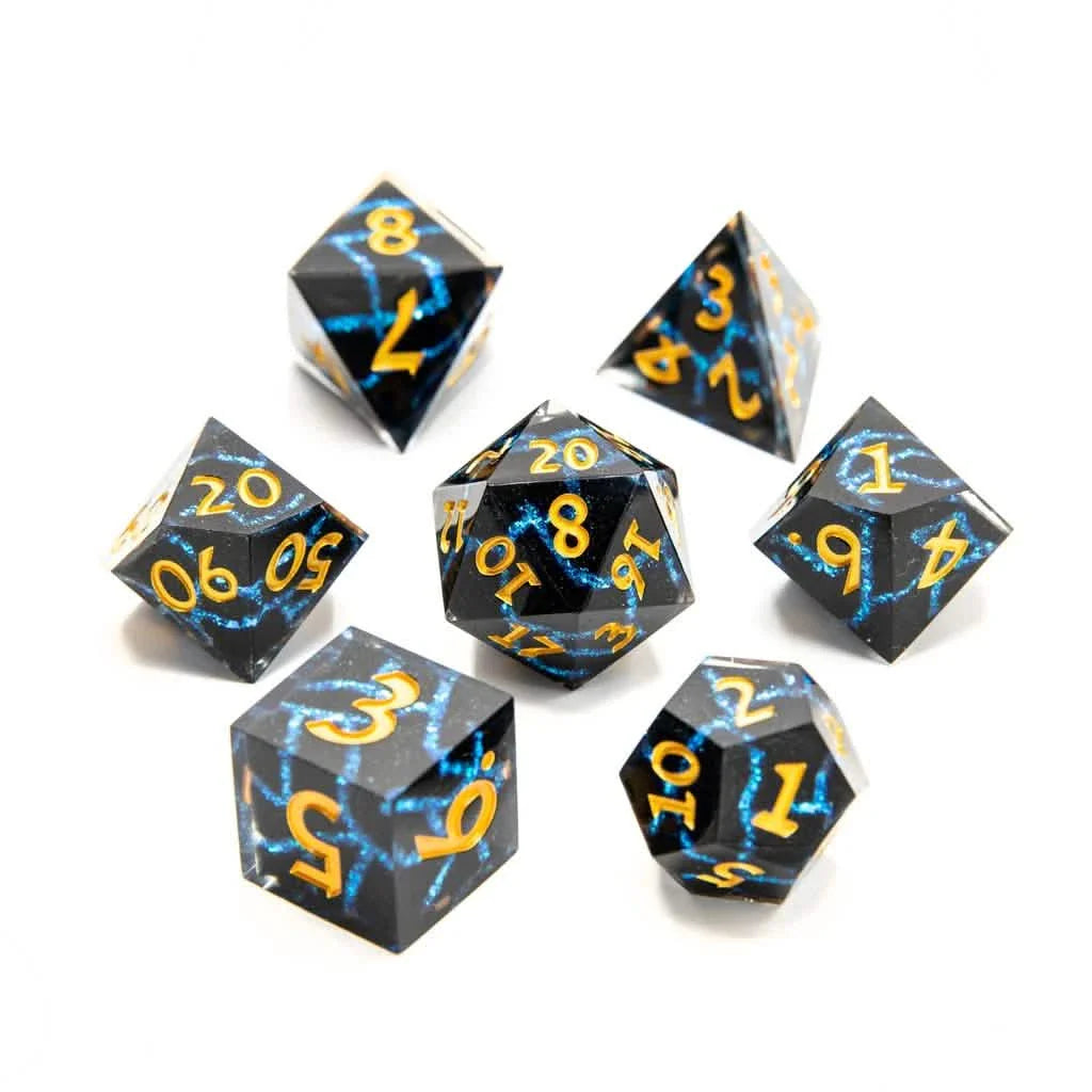 Cosmic Fracture | Sharp Edge Dice | Resin | 7 Piece Set
