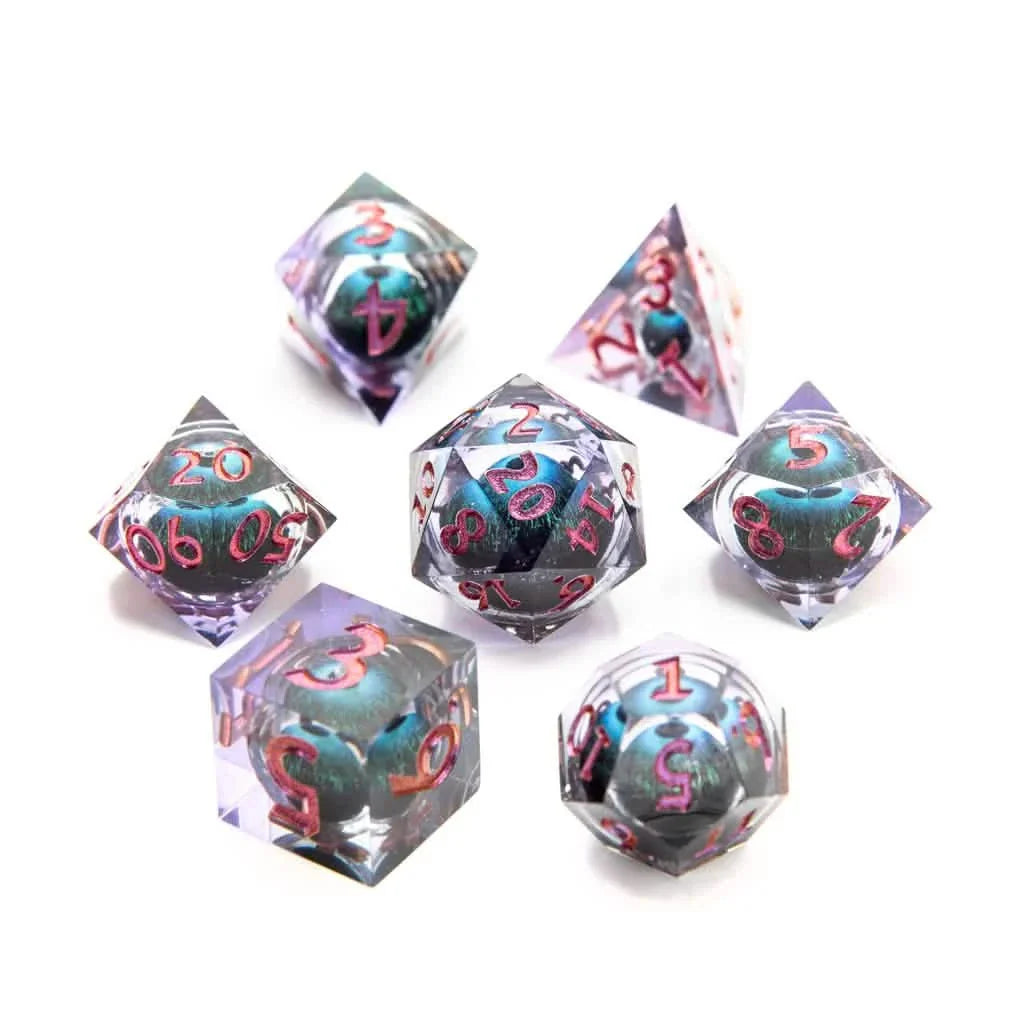 Eye of Enchantment | Liquid Core Dice | Resin | 7 Piece Set