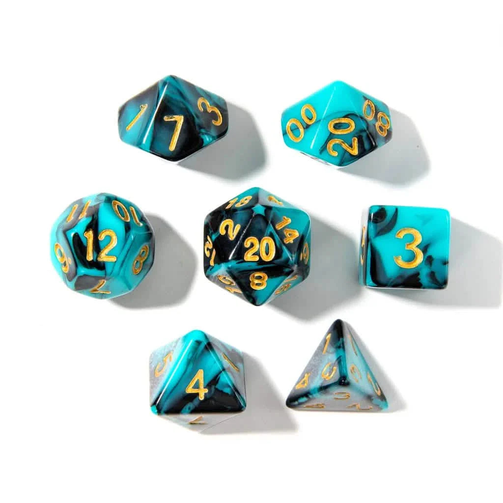 Shadowed Abyss | Soft Edge Dice | Acrylic | 7 Piece Set