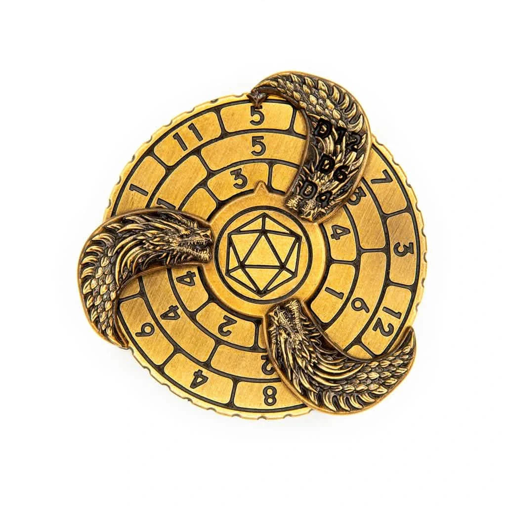 Prophecy Wheel | DND Dice Spinner | Ancient Gold