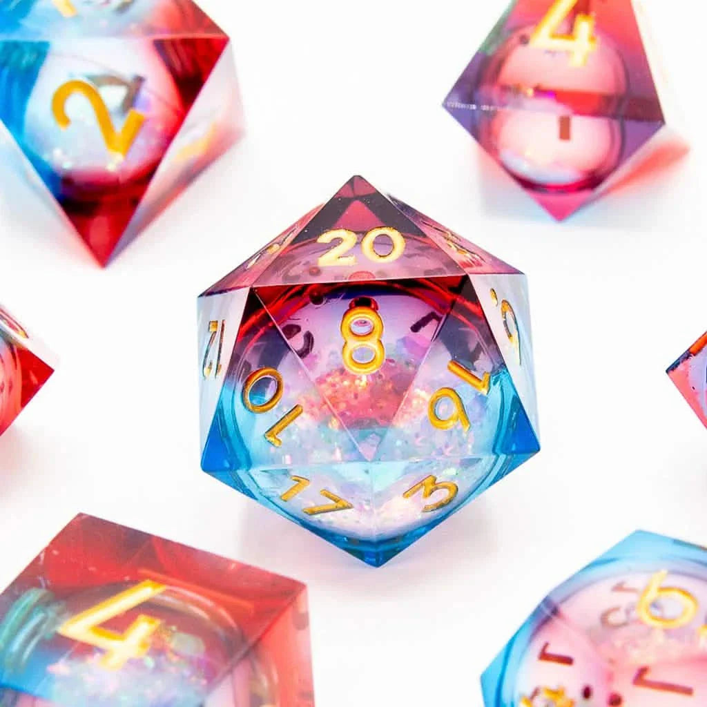 Dawnfire Spark | Liquid Core Dice | Resin | 7 Piece Set