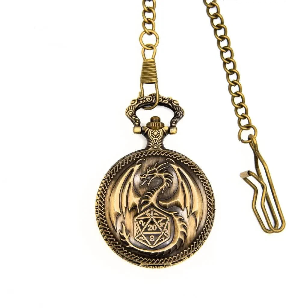 Fate's Guardian | Pocket Watch Dice Case | Mini Dice | Ancient Gold