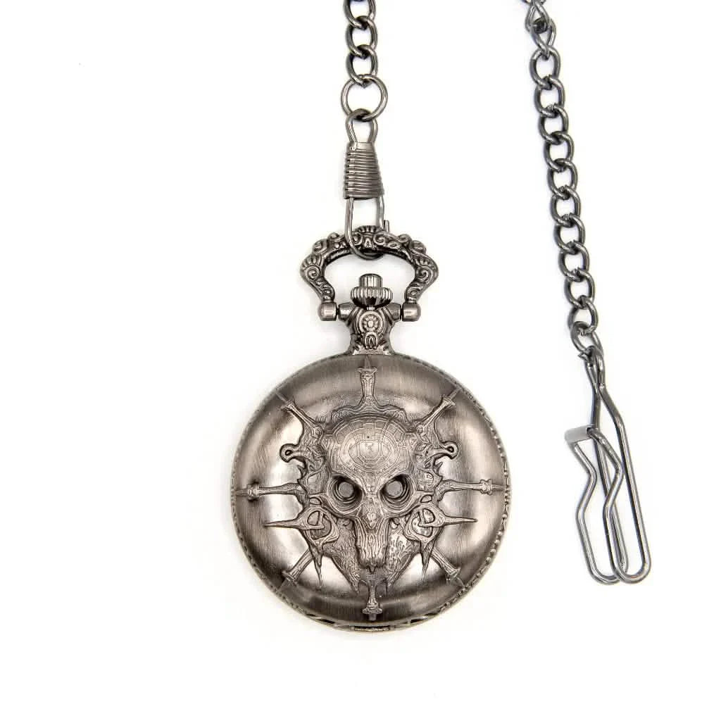 Death's Keeper | Pocket Watch Dice Case | Mini Dice | Ancient Silver