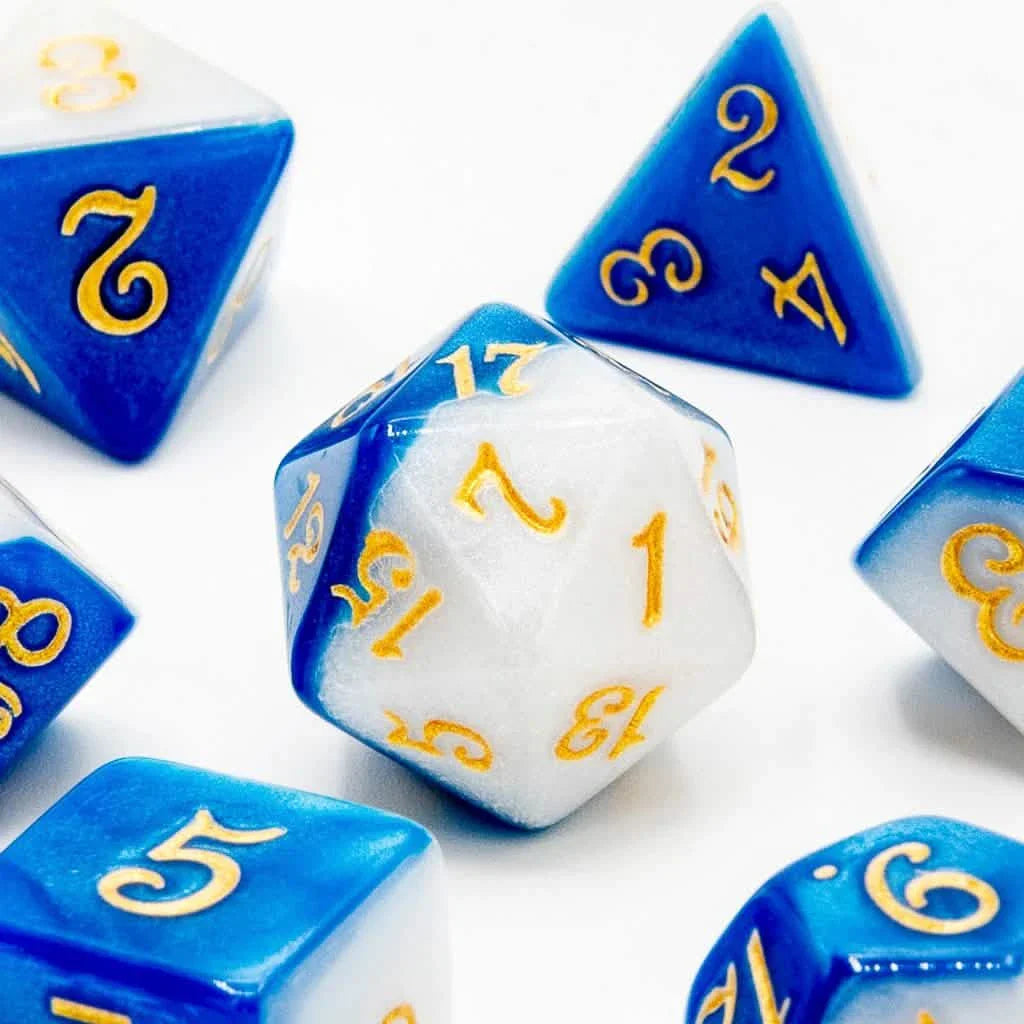 Frosted Azure | Soft Edge Dice | Acrylic | 7 Piece Set