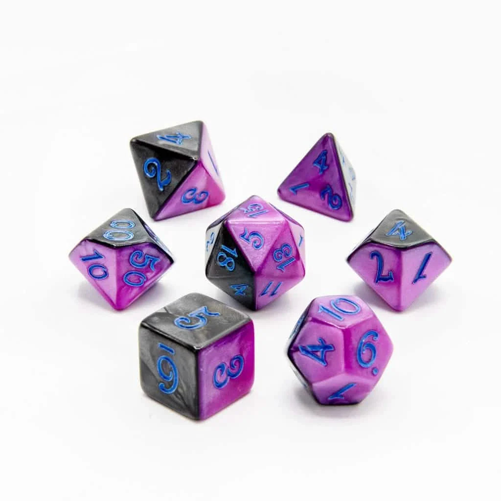 Midnight Amethyst | Soft Edge Dice | Acrylic | 7 Piece Set
