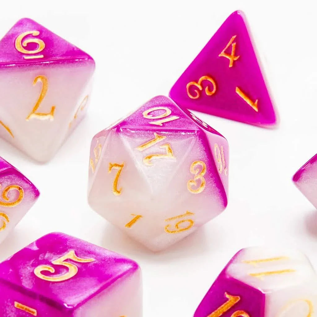 Lunar Amethyst | Soft Edge Dice | Acrylic | 7 Piece Set