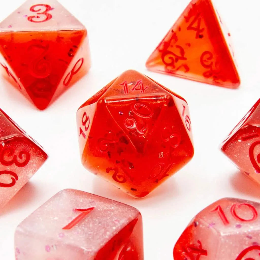 Blood Crystal | Soft Edge Dice | Acrylic | 7 Piece Set