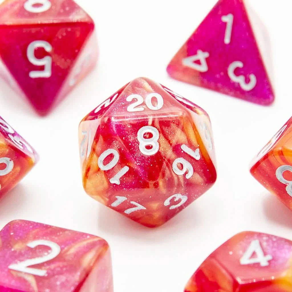 Sunset Candy | Soft Edge Dice | Acrylic | 7 Piece Set