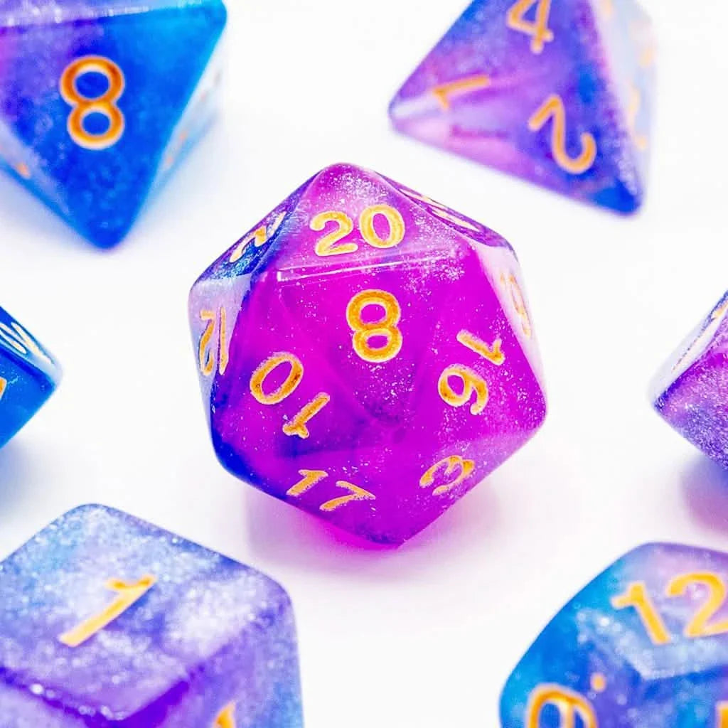 Starlit Ocean | Soft Edge Dice | Acrylic | 7 Piece Set