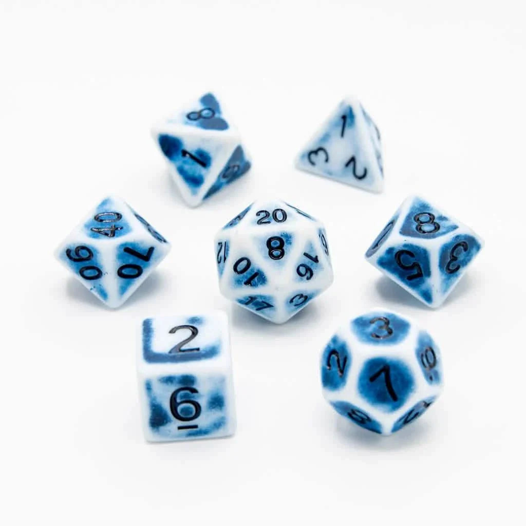 Faded Glory Blue | Soft Edge Dice | Acrylic | 7 Piece Set