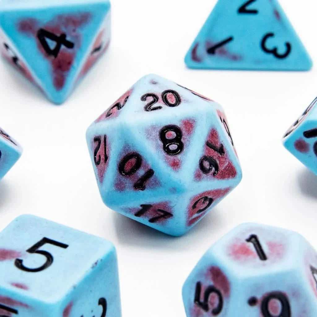 Faded Glory Teal | Soft Edge Dice | Acrylic | 7 Piece Set