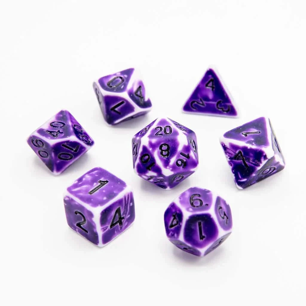 Faded Glory Purple | Soft Edge Dice | Acrylic | 7 Piece Set
