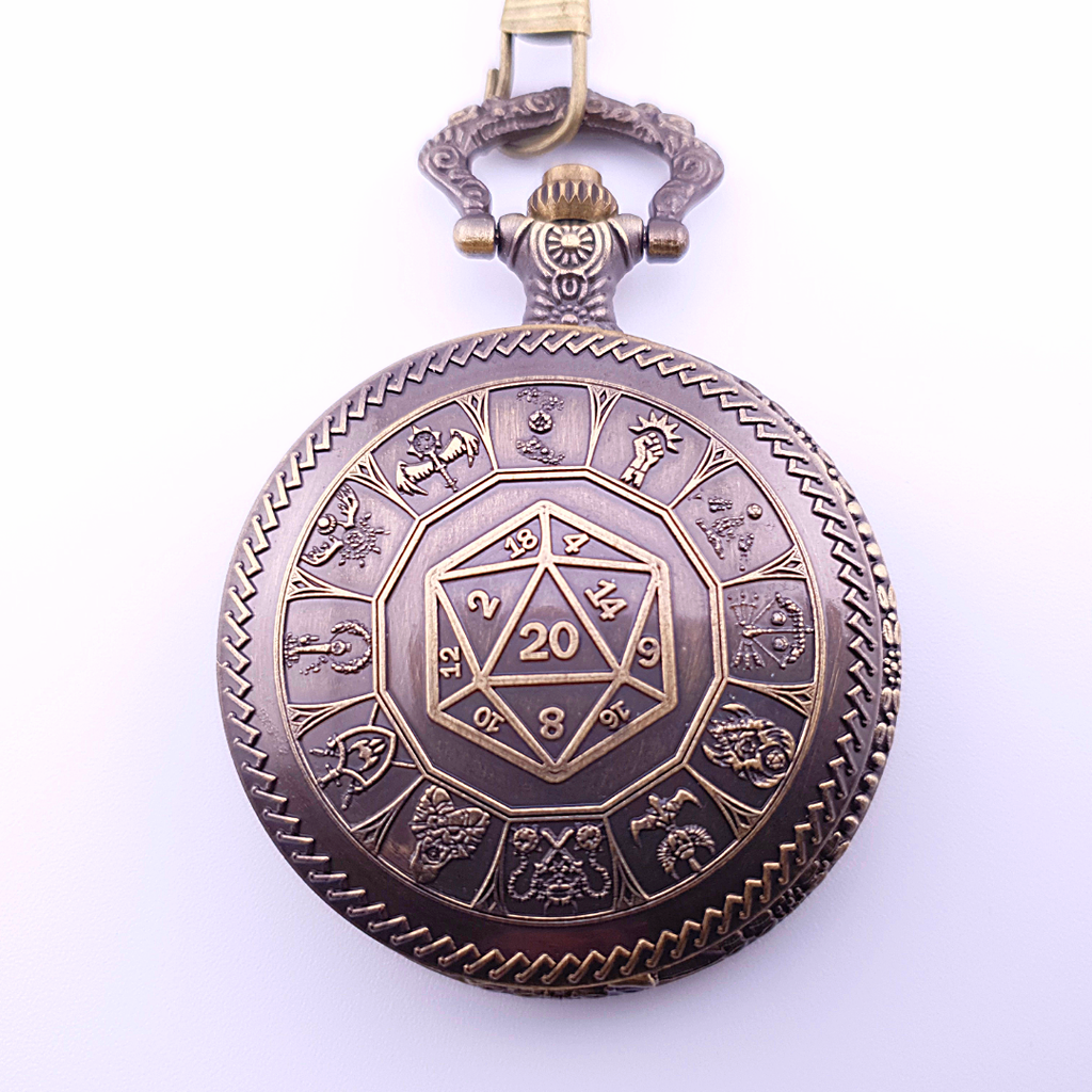 Adventurer's Cache | Pocket Watch Dice Case | Mini Dice | Ancient Gold