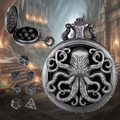 Cthulhu's Grasp | Pocket Watch Dice Case | Mini Dice | Ancient Silver
