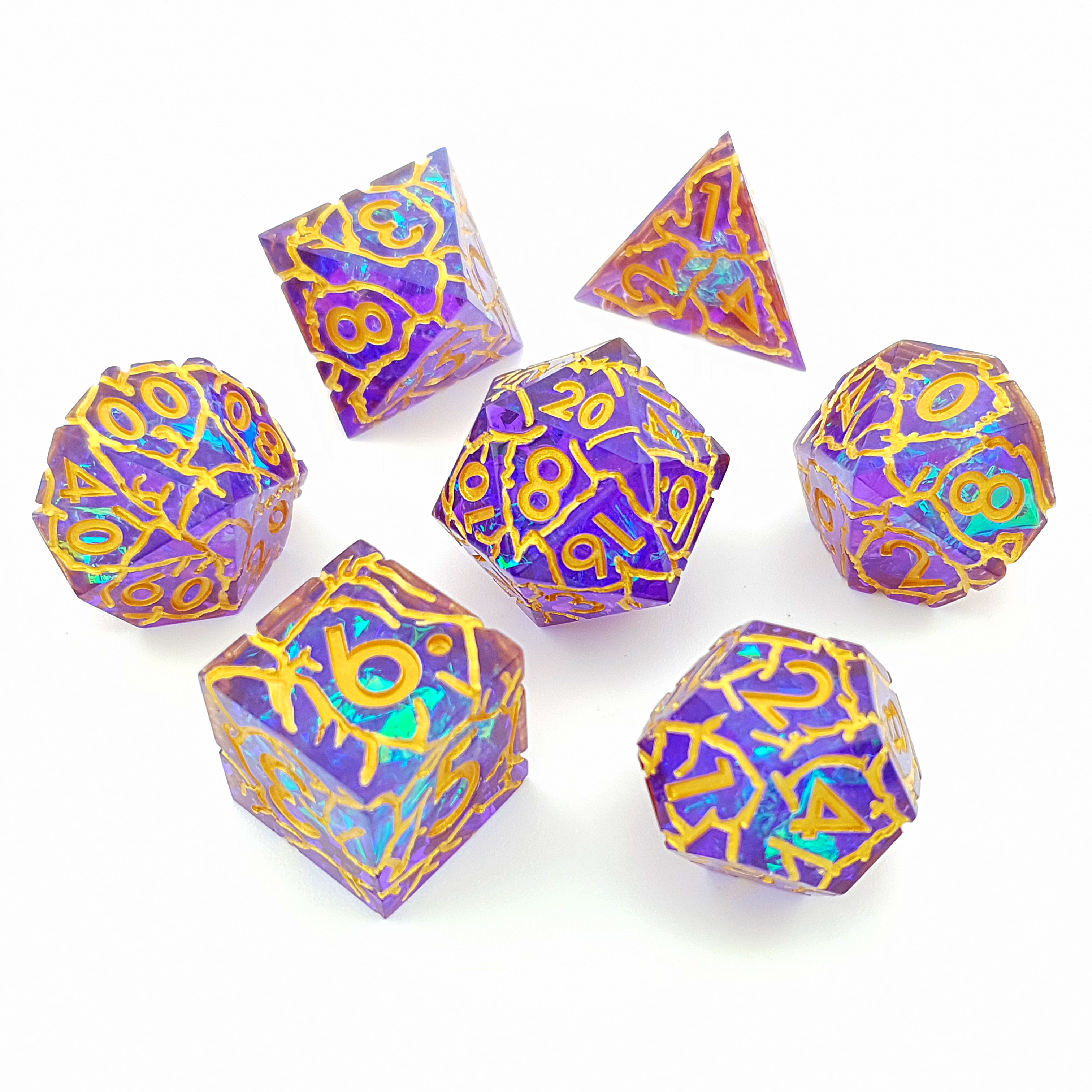 Golden Phantasm | Sharp Edge Dice | Resin | 7 Piece Set