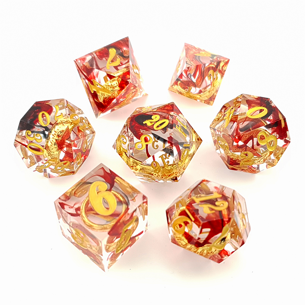 Ring of Fire | Sharp Edge Dice | Resin | 7 Piece Set
