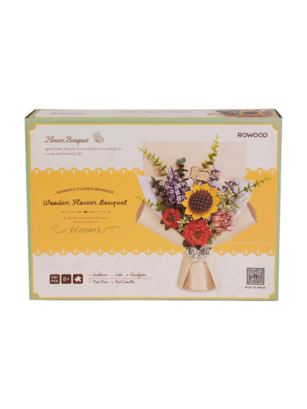 Robotime Rowood Wooden Flower Bouquet 3D Puzzle - 581 Piece DIY Craft Kit
