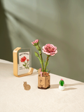 Snaps Robotime Rowood Pink Carnation 3D Wooden Puzzle Craft Kit