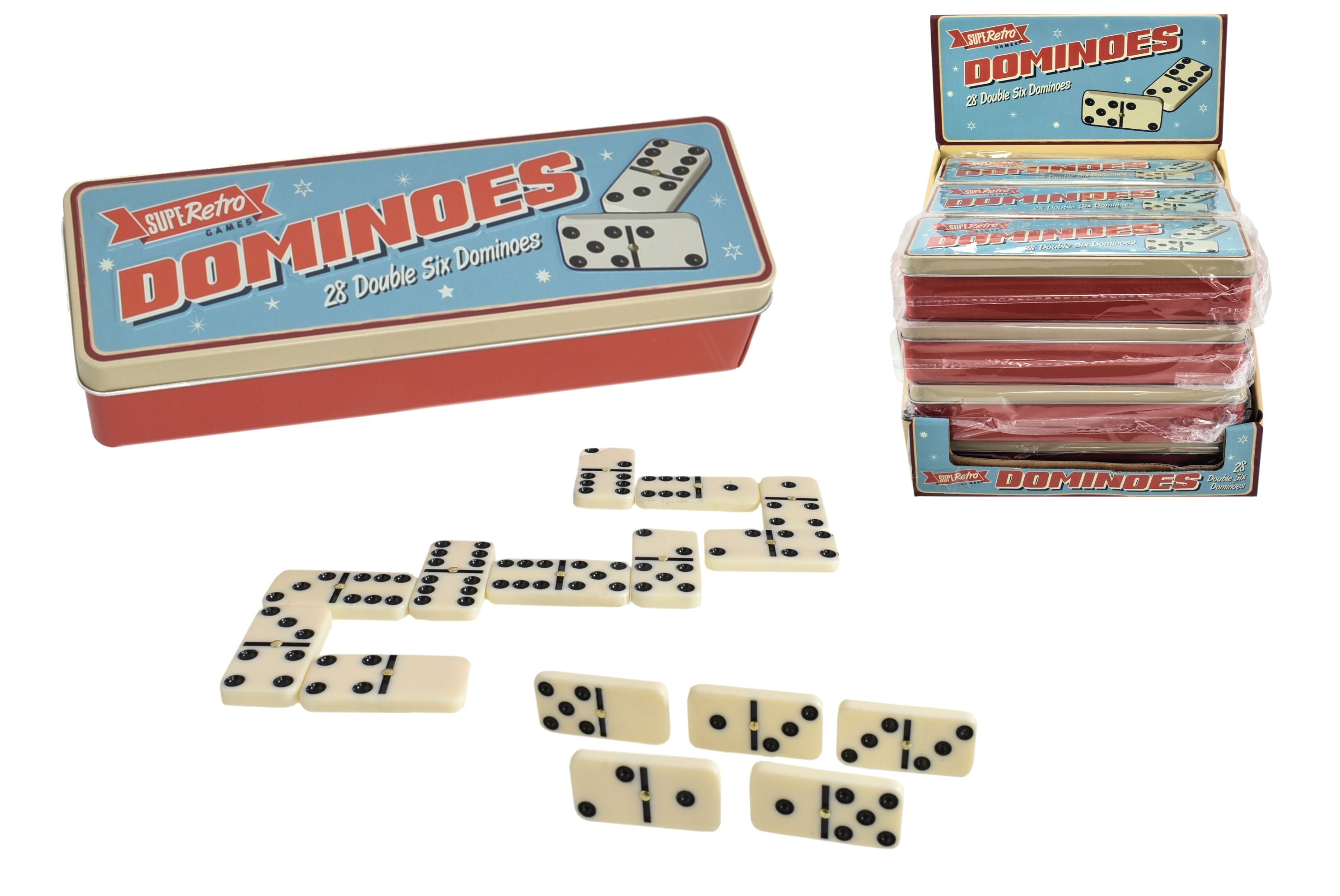 Snaps 28pc Dominoes Set in Portable Tin Box – Classic Tabletop Game