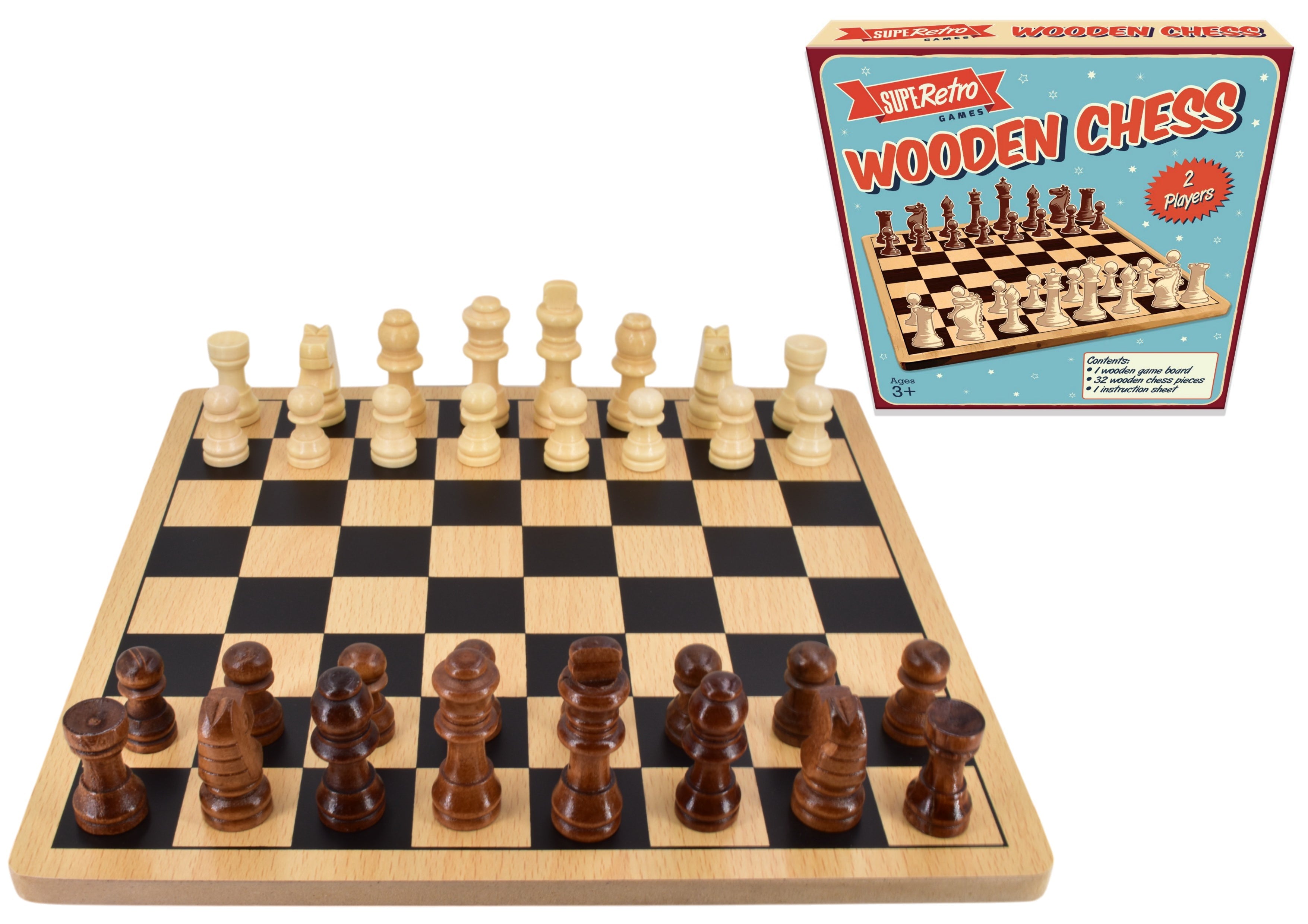 Snaps Retro Wooden Board Chess Set – Vintage Style Strategy Game