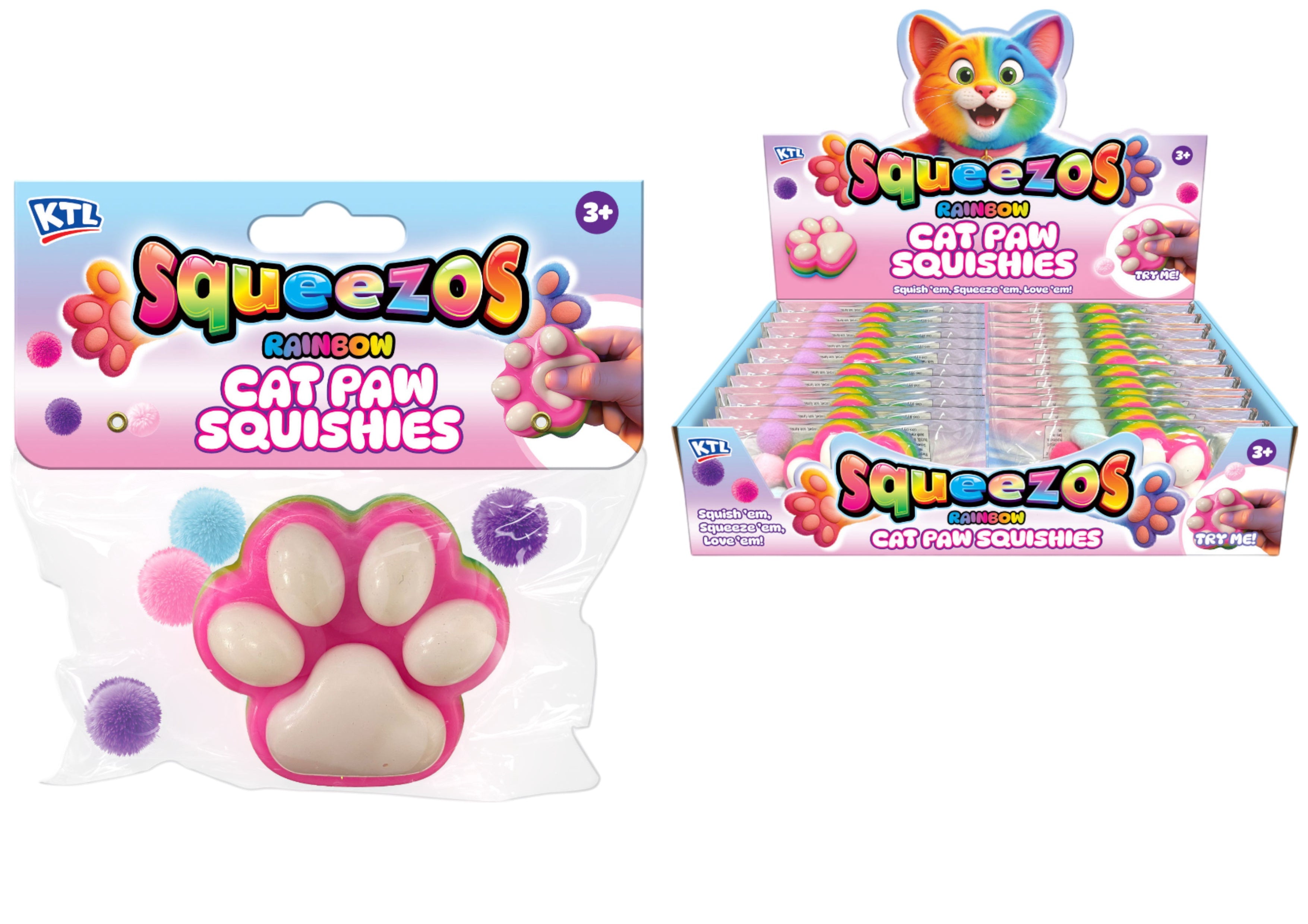 Snaps Rainbow Cat Paw Squishy Fidget Toy – Stress Relief Sensory Toy