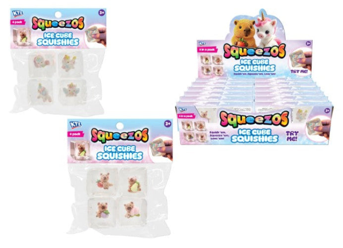 Snaps Squish Silicone Ice Cube Molds - 4 Pack Unicorn & Capybara Shapes