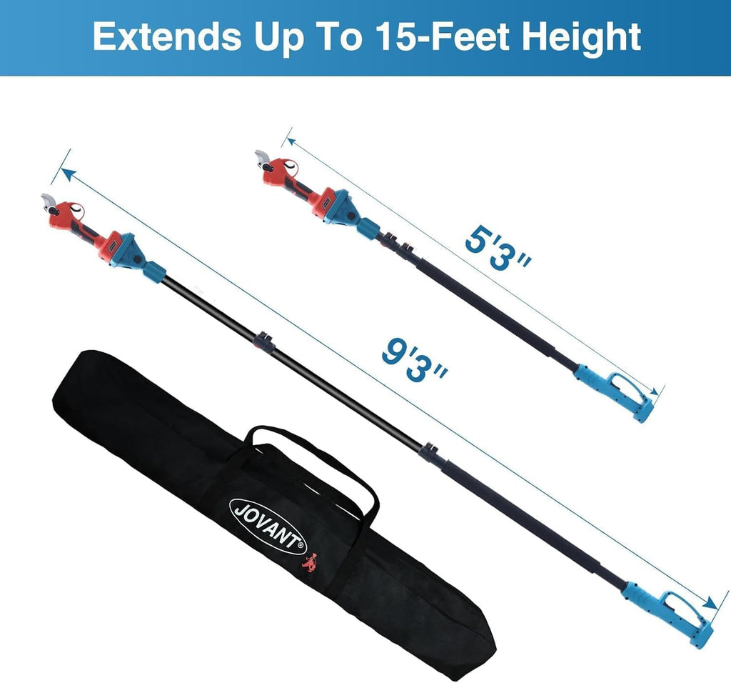 Jovant 2-in-1 Electric Pruning Shears – 21V Cordless Pole Trimmer