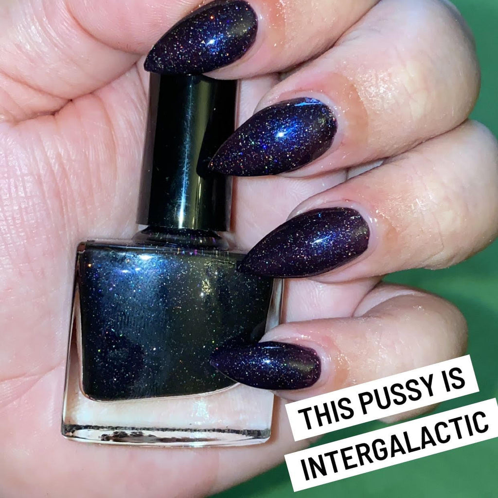 Radioactive Unicorn Intergalactic Purple Black Sparkle Nail Polish 10ml