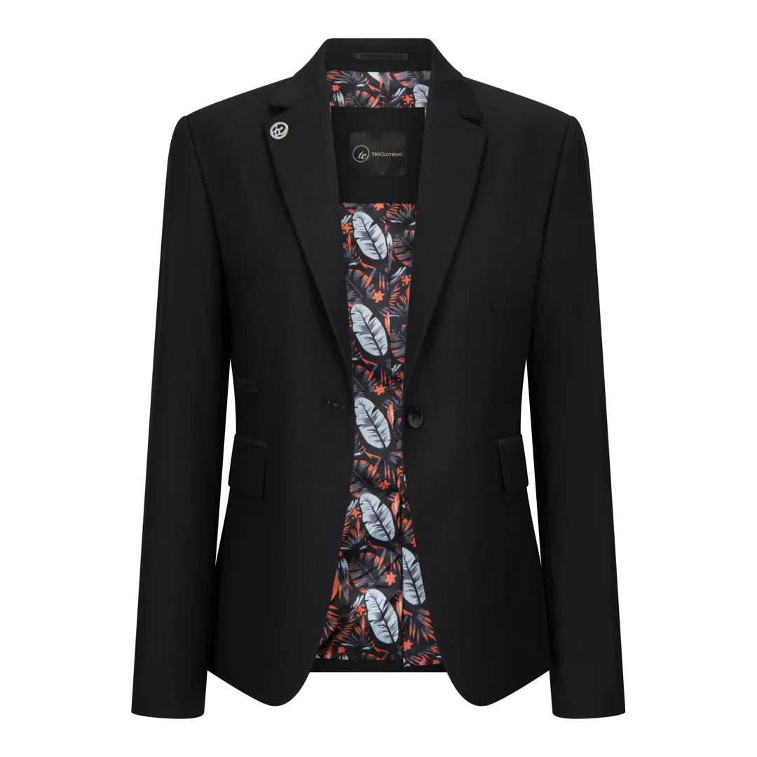 TPW-13 - Women's 3 Piece Plain Black Suit