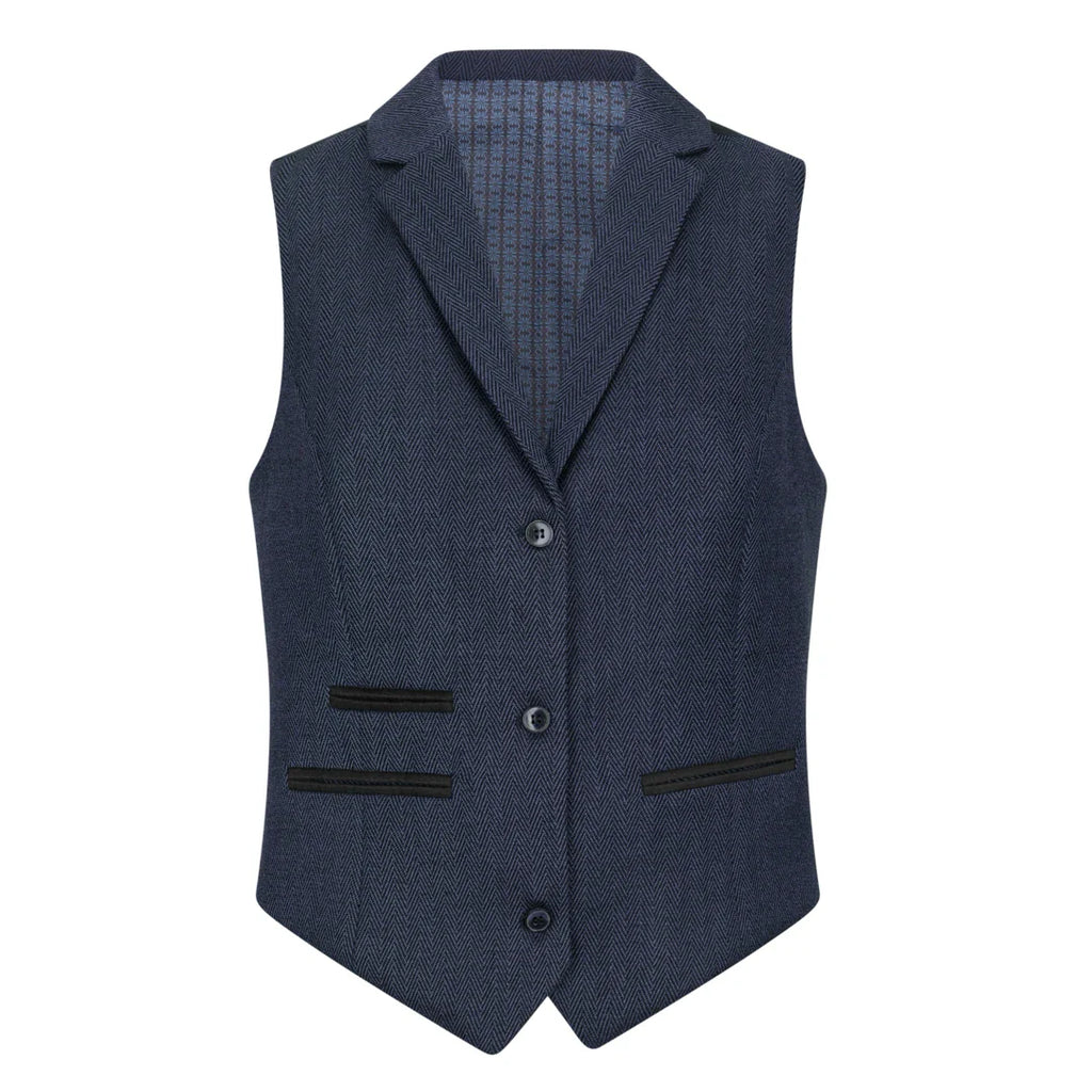 TPW-AK-04 - Women's Navy 3 Piece Herringbone Tweed Suit