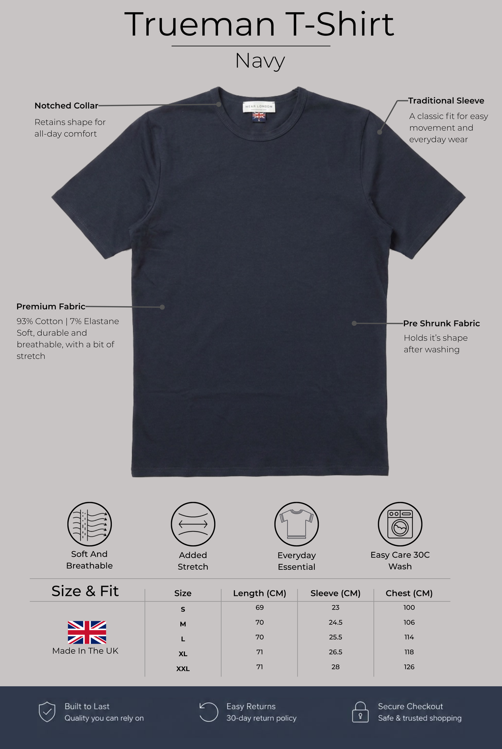 Trueman Regular Fit T-Shirt - Navy