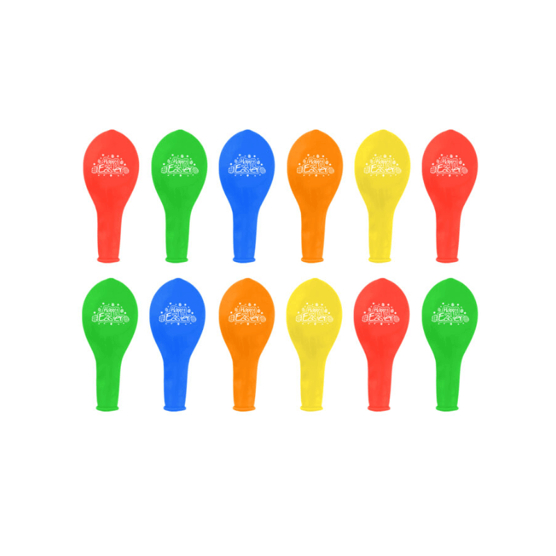 PoundFun Easter Balloons - 12 Pack Multicoloured Party Decorations