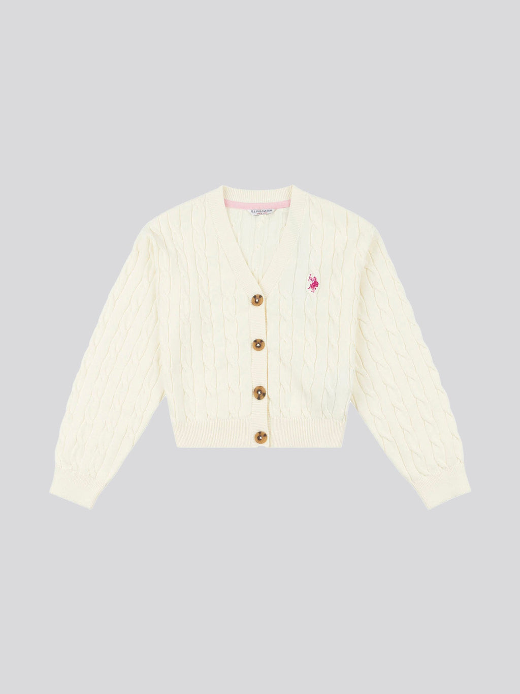 Girls Cable Knit Cardigan Egret