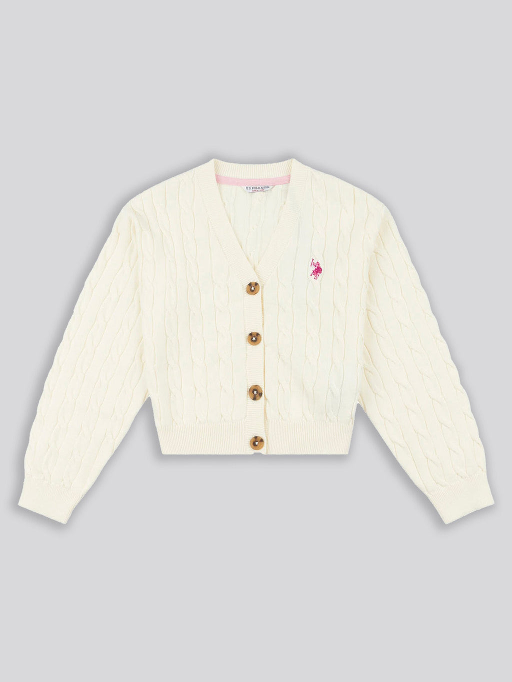 Girls Cable Knit Cardigan Egret