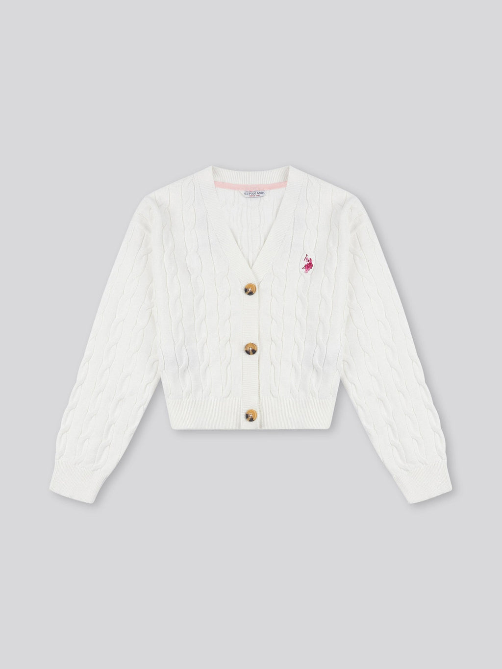 Girls Cable Knit Cardigan Marshmallow