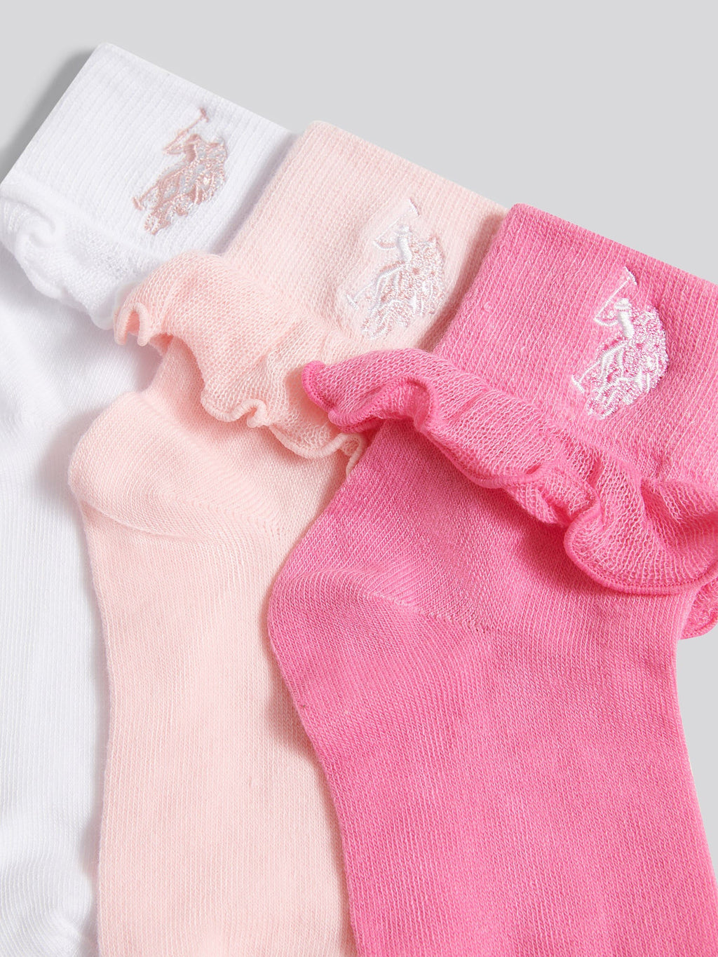 3 Pack Frill Ankle Socks Crystal Rose
