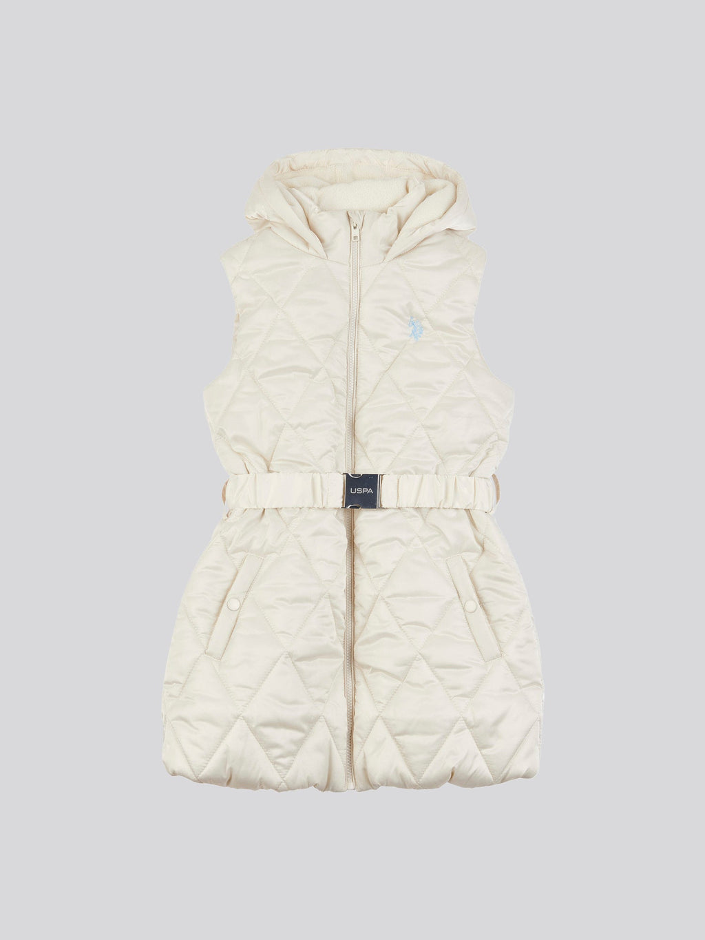 Girls Longline Puffer Gilet in Turtle Dove