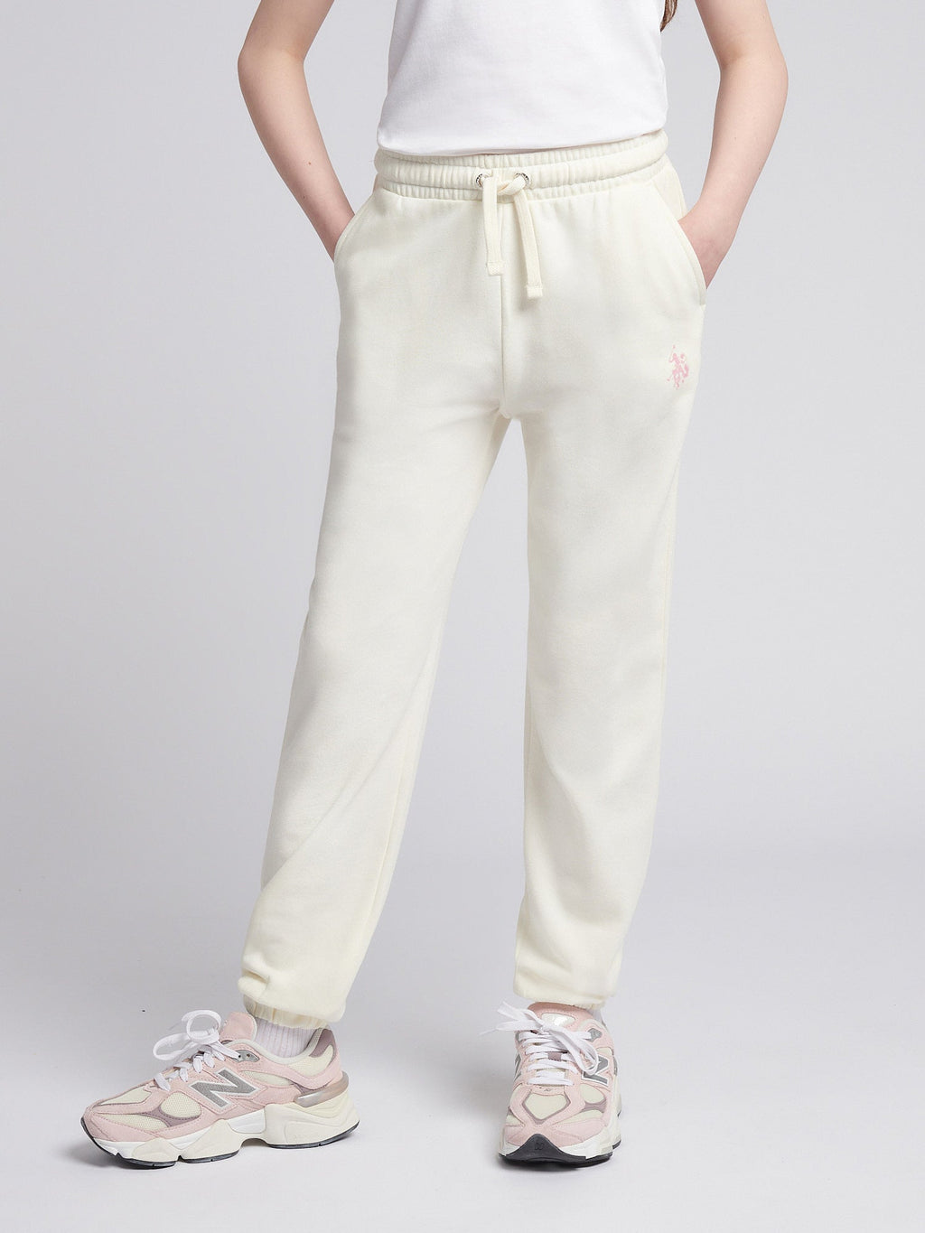 Girls Zip Hoodie & Relaxed Fit Jogger Set in Marshmallow