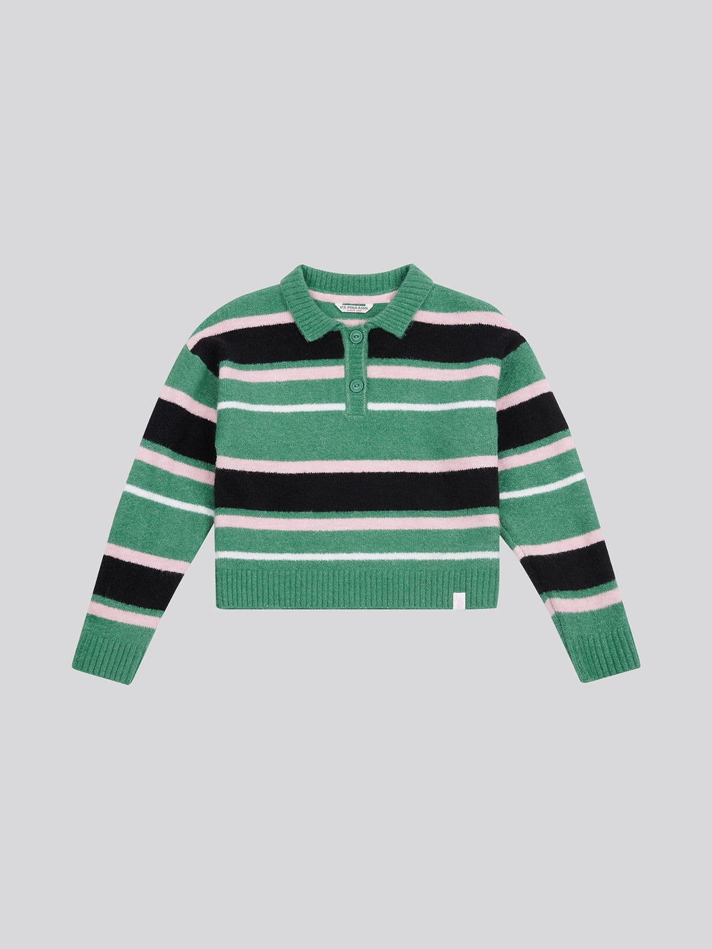 Brushed Stripe Polo Jumper Deep Sea
