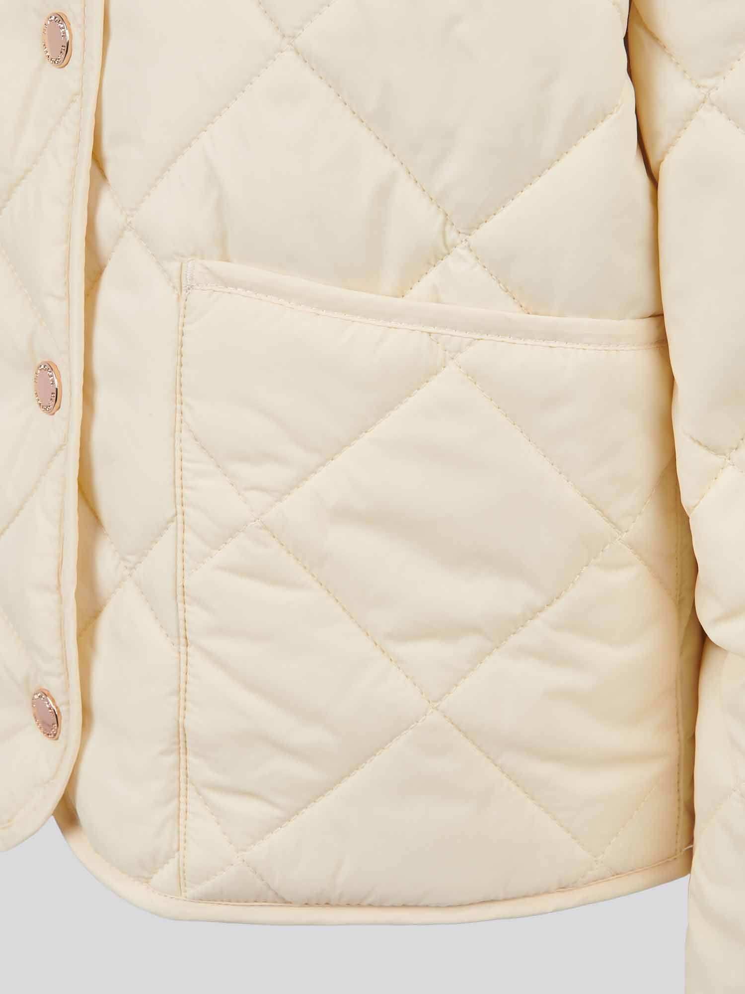 Girls Diamond Quilt Jacket in Marshmallow