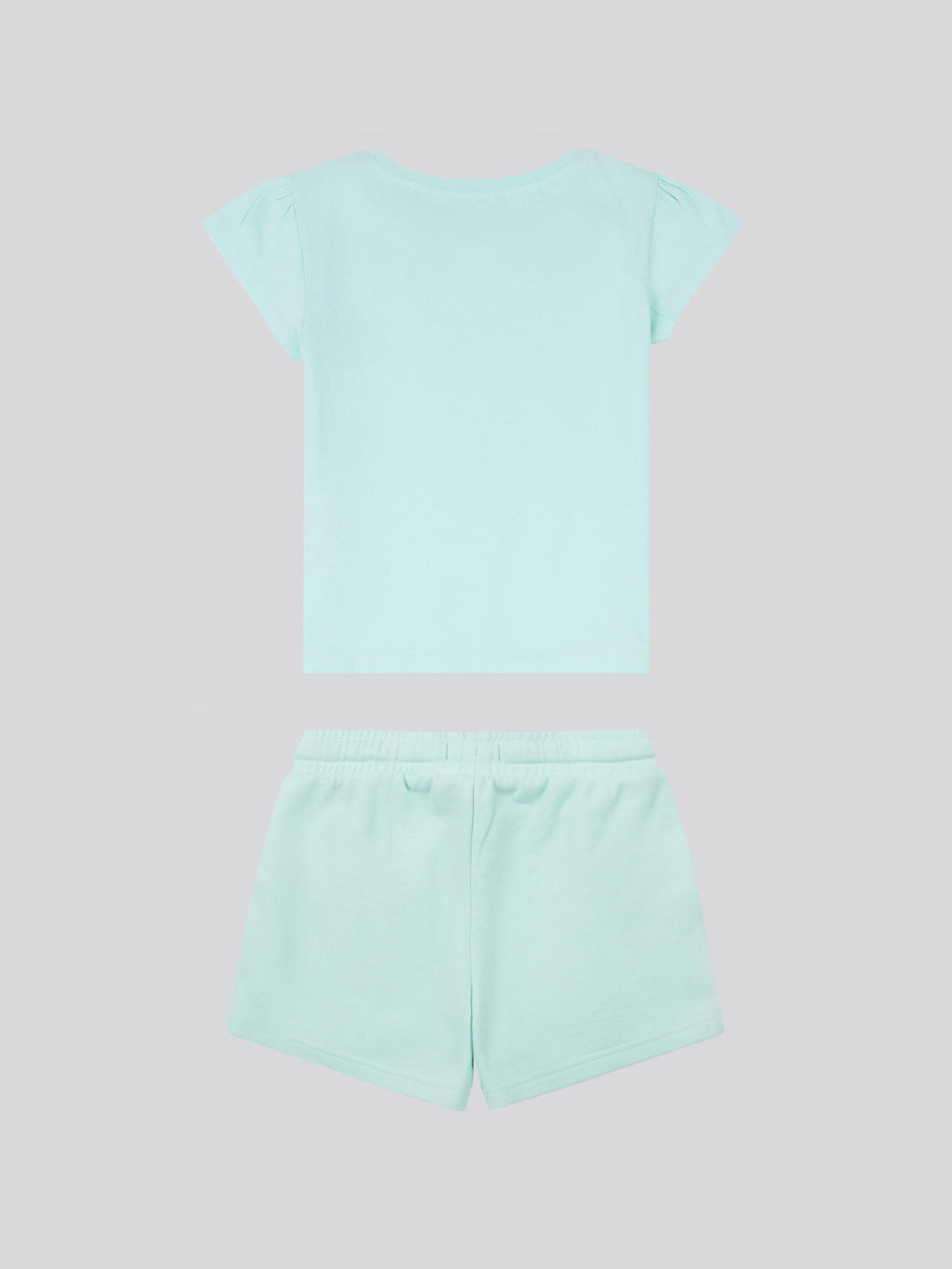 Girls Script Graphic T-Shirt & Sweat Short Set in Blue Light