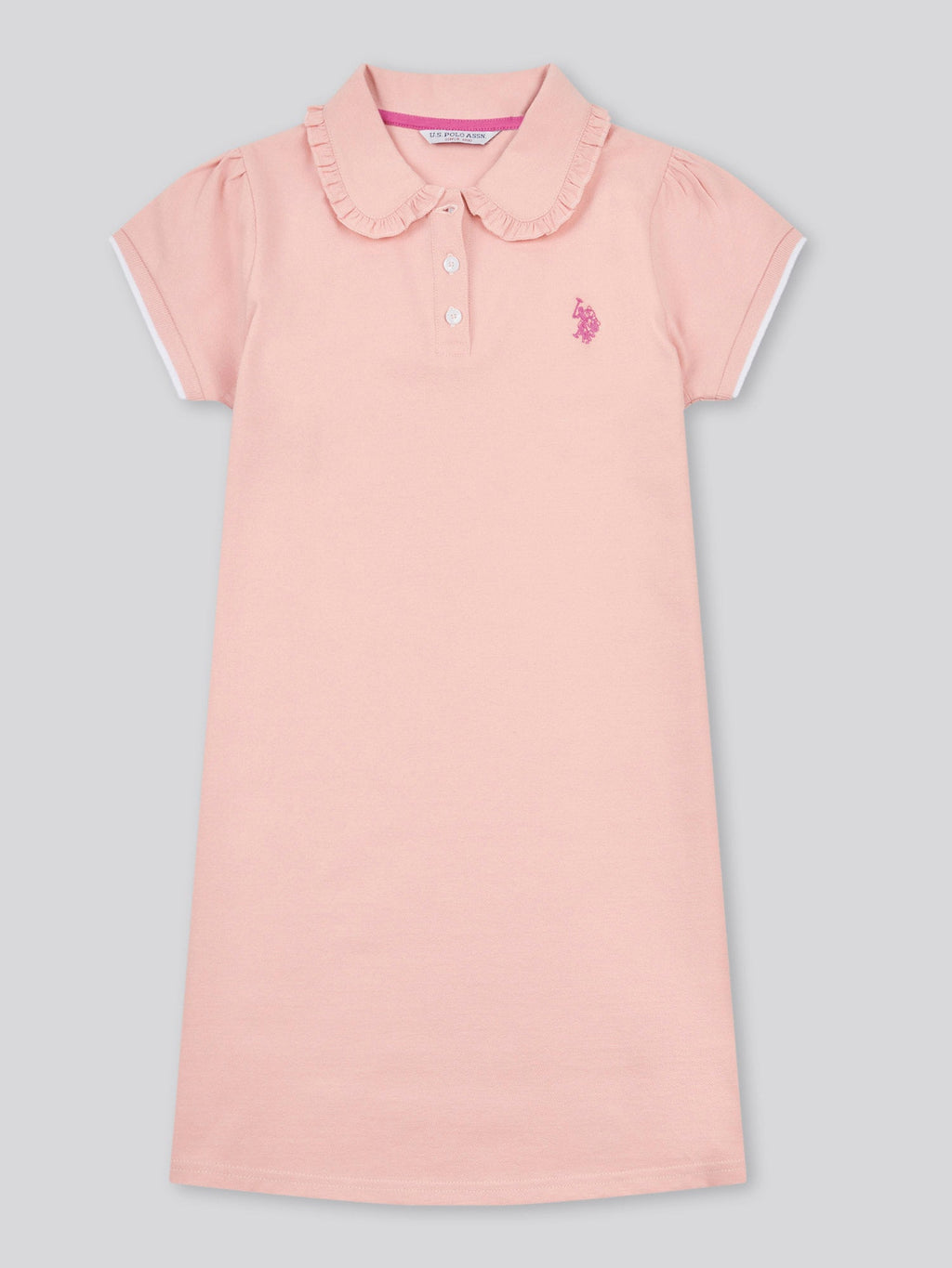 Girls Frill Collar Polo Dress in Crystal Rose