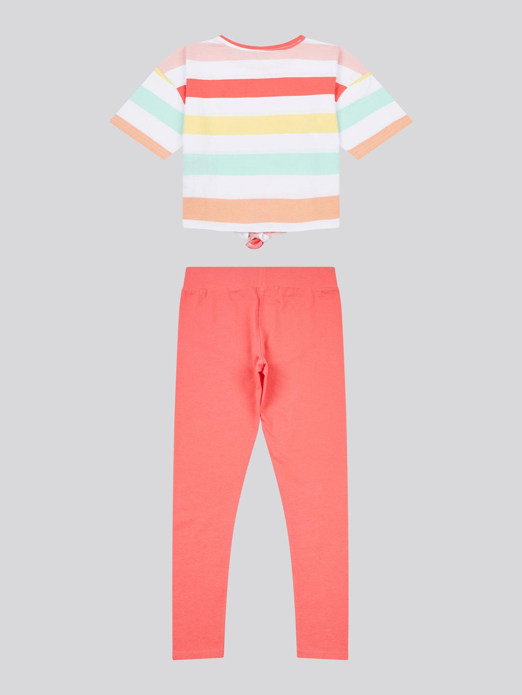 Girls Stripe T-Shirt & Legging Set in Sugar Coral