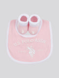 Baby Bib and Bootie set in Light Pink