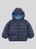 Boys Hooded Quilted Jacket with Peak in Dark Sapphire Navy