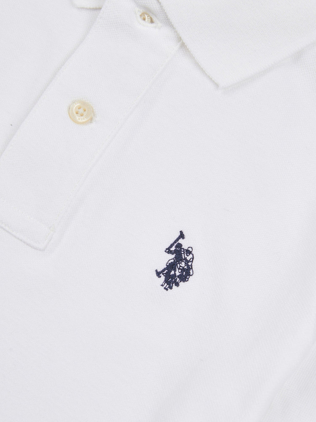 Boys Double Horsemen Polo Shirt in White / Dark Sapphire Navy DHM
