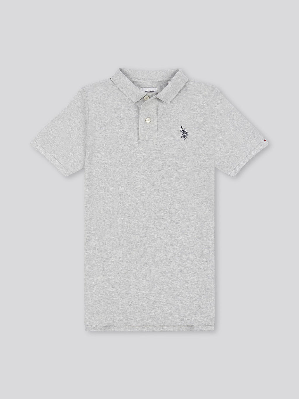 Boys Double Horsemen Polo Shirt in Mid Grey Marl