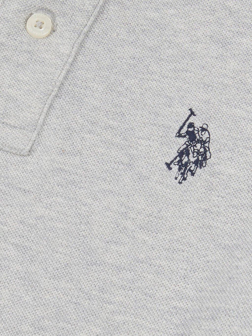 Boys Double Horsemen Polo Shirt in Mid Grey Marl